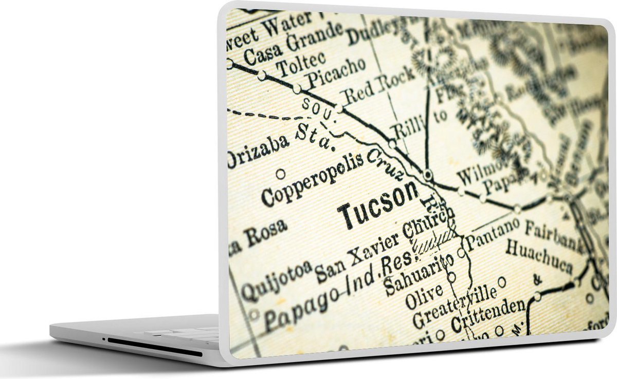 Afbeelding van product SleevesAndCases  Laptop sticker - 10.1 inch - tekening van een vintage stadskaart van Tuscon - Plattegrond