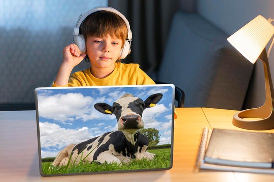 Sticker pour ordinateur portable - 12,3 pouces - Vache - Herbe - Ciel - 30x22cm - Autocollants pour ordinateur portable - Skin pour ordinateur portable - Housse