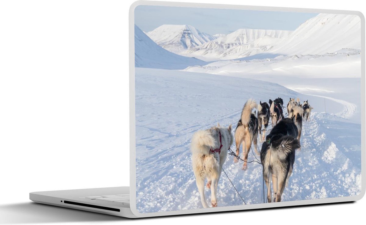 Laptop sticker - 11.6 inch - Husky's trekken hondenslee - 30x21cm - Laptopstickers - Laptop skin - Cover