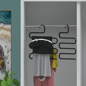 Slimme klerenhanger van WDMT™ | Set van 10 stuks | Multifunctionele broekhanger | Voor 5 broeken per hanger | S-vorm | Zwart