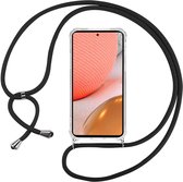 Samsung Galaxy A72 4G & 5G Telefoonhoesje met koord - Kettinghoesje - Anti Shock - Transparant TPU - Draagriem voor Schouder / Nek - Schouder tas - ZT Accessoires