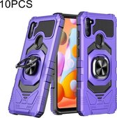 Voor Samsung Galaxy A11 EU Versie 10 PCS Union Armor Magnetische PC + TPU Shockproof Case met 360 Graden Rotatie Ring Houder (Paars)