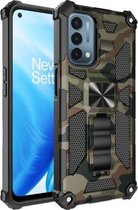 Voor OPPO A54 4G / A55 5G Camouflage Armor Schokbestendig TPU + PC Magnetische beschermhoes met houder (legergroen)
