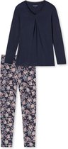 Schiesser Feminine Floral Comfort Fit Vrouwen Pyjamaset - Donkerblauw - Maat 44