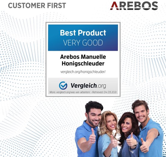 AREBOS Honing Extractor - Honing Centrifuge - Roestvrij Staal - Handmatig - voor 4 honingraatjes 26 x 42cm van AREBOS — afbeelding 5