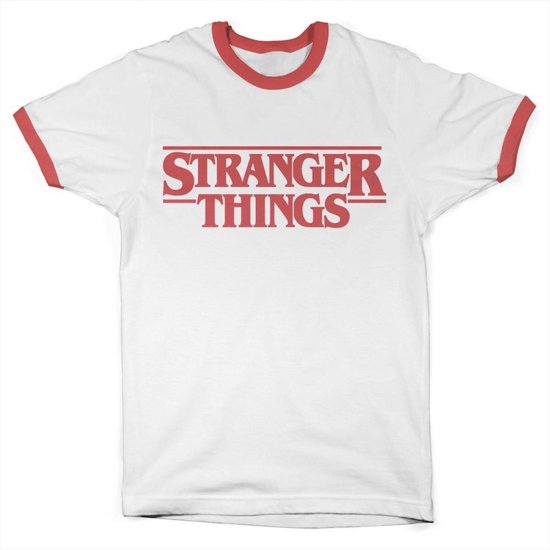 Stranger Things Heren Tshirt -XL- Logo Wit