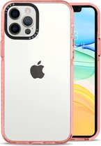 IYUPP Bumper geschikt voor Apple iPhone 12 mini Hoesje Roze x Transparant - Shockproof