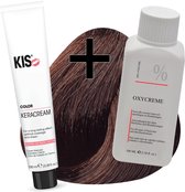 Kit de teinture pour cheveux KIS - 4C Medium cassis - teinture pour cheveux et peroxyde d'hydrogène - NL KIS haarverfset - 4C Middel cassis  - haarverf & waterstofperoxide