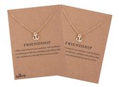 Bixorp Luck - Leuke Vriendschapsketting met Anker en kaart  - Set van 2 Stuks - Metaal - Friendship