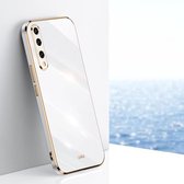 Voor Honor 20 Lite XINLI Straight 6D Plating Gouden Rand TPU Schokbestendig Hoesje (Wit)