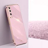 Voor Honor 20 Lite XINLI Straight 6D Plating Gold Edge TPU Schokbestendige Case (Cherry Purple)