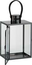 J-Line Lantaarn Rechth Metaal/Glas Zwart