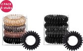 LIXINN® Spiraal haarelastiekjes - 8 stuks - Ø 4 cm - Telefoonkabel haarelastiek - Trendy kleuren - Zwart - Bruin - Amber - Grijs - Gekleurde haarelastiek - Haaraccessoires - Meisjes - Dames -