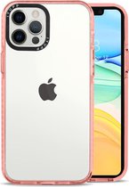 IYUPP Bumper geschikt voor Apple iPhone 12 / 12 Pro Hoesje Roze x Transparant - Shockproof