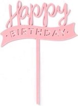Cake - Taart Topper Happy Birthday Vlag Roze. Taartdecoratie. Tasty Me.
