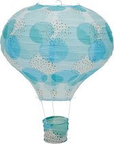 Helemaal leuk deze Papieren luchtballon . air balloon in het blauw met gouden spikkels hoogte ca 50 cm breedte ca 37 cm