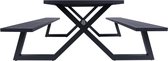 MaximaVida luxe aluminium picknicktafel Dex 200 cm zwart met exclusieve omlijsting