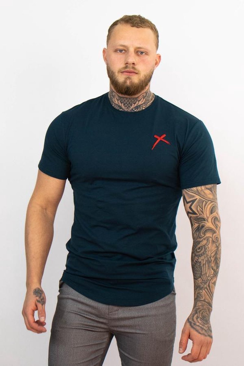 REJECTED CLOTHING - T-Shirt - Donker Blauw - Slim Fit - Maat XS