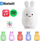 LED Nachtlamp Muziek Speaker Baby Kamer voor Thuis en Onderweg - Bluetooth Speaker voor Kinderen - Accu USB Oplaadbaar - 6 Kleuren LED Babykamer Nachtlamp KONIJN - Voorlees Speaker