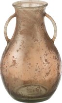 J-Line Vaas Fles Met 2Handvat Glas Bruin