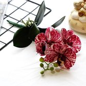 BaykaDecor - Luxe Kunst Orchidee - Tijger Orchidee Met Bladeren 1 Tak 4 Bloemen - Woondecoratie - Kunstbloemen - Real Touch - 33cm