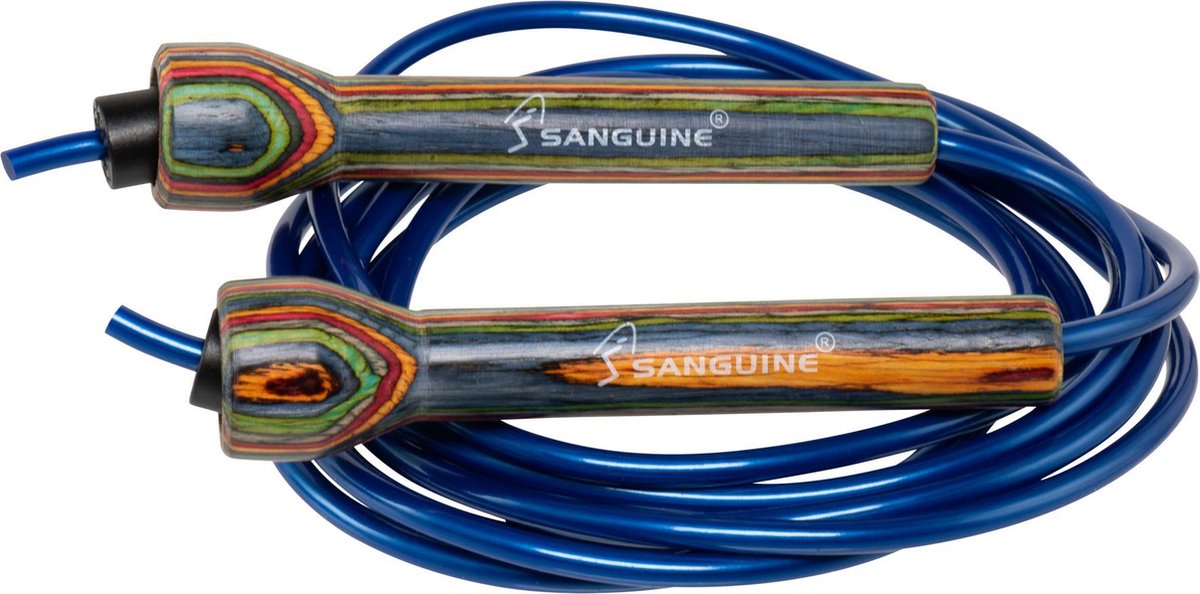Sanguine Speed Rope Gelakt hout - Metallic Blue - 305cm/⌀5mm/140gr - springtouw