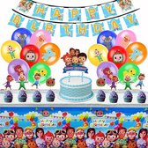 55 delig Cocomelon kinderfeestje ballon banner set -Thema Verjaardag Ballonnen Set met tafelkleed