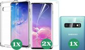 Samsung Galaxy S10 Hoesje Transparant Shock Case - 1x Samsung S10 Hoesje + 2x Screenprotector + 1x Camera Screen Protector