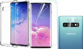 Samsung Galaxy S10 Hoesje Transparant Shock Case - 1x Samsung S10 Hoesje + 1x Screenprotector + 1x Camera Screen Protector