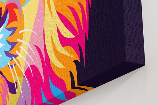 Artaza - Peinture sur toile - Lion coloré - Tête de lion - Abstrait - 80x40 - Photo sur toile - Impression sur toile