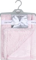 Babytown - Roze luxe pluche deken met sherpa - 75x100 cm
