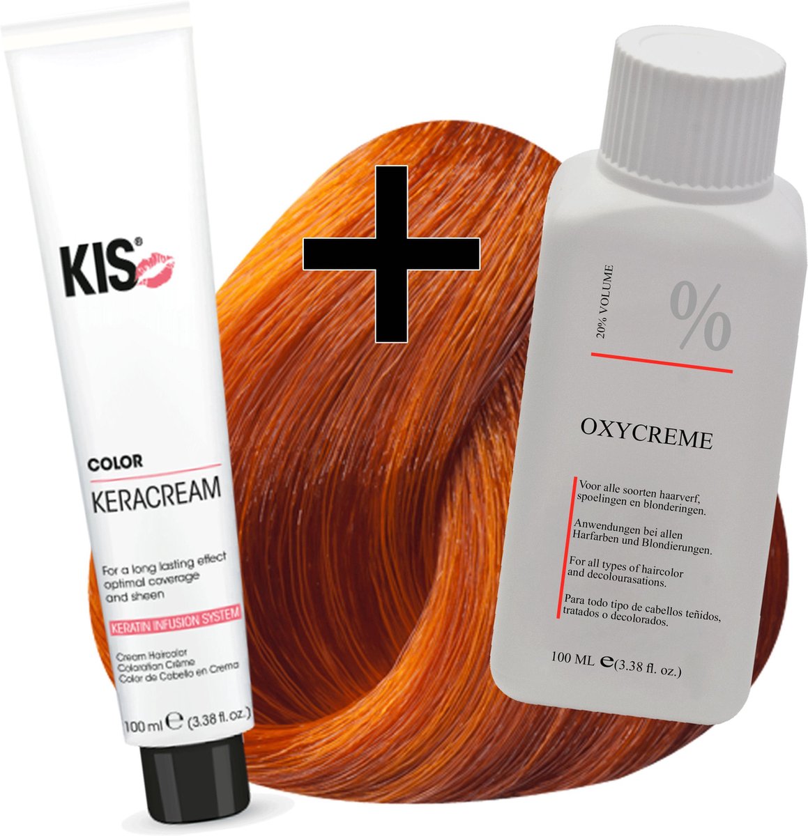 KIS haarverfset - 8K Licht koper - haarverf & waterstofperoxide