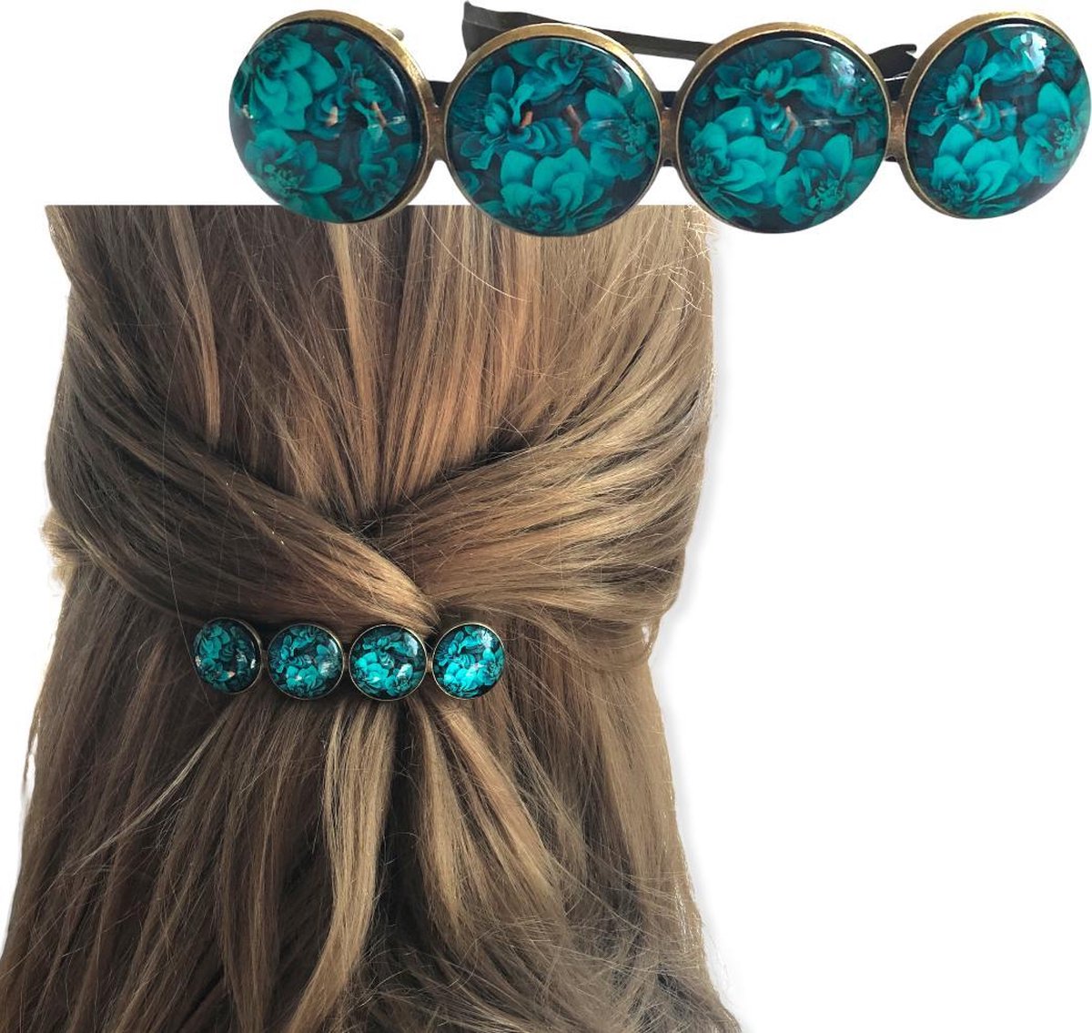 Hairpin-Haarspeld-Haaraccessoire-Hairclip-Cabochon-Blauw-Groen-Haarklem-Haarmode