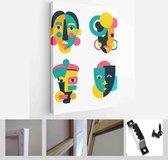 Face portrait abstraction wall art illustration design vector. creative shapes design graphics with textured geometric shapes - Modern Art Canvas - Vertical - 1903511089 - 115*75 V