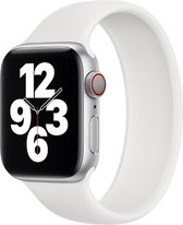 Shop4 - Bandje voor Apple Watch 7 45mm - Small Siliconen Solo Loop Wit