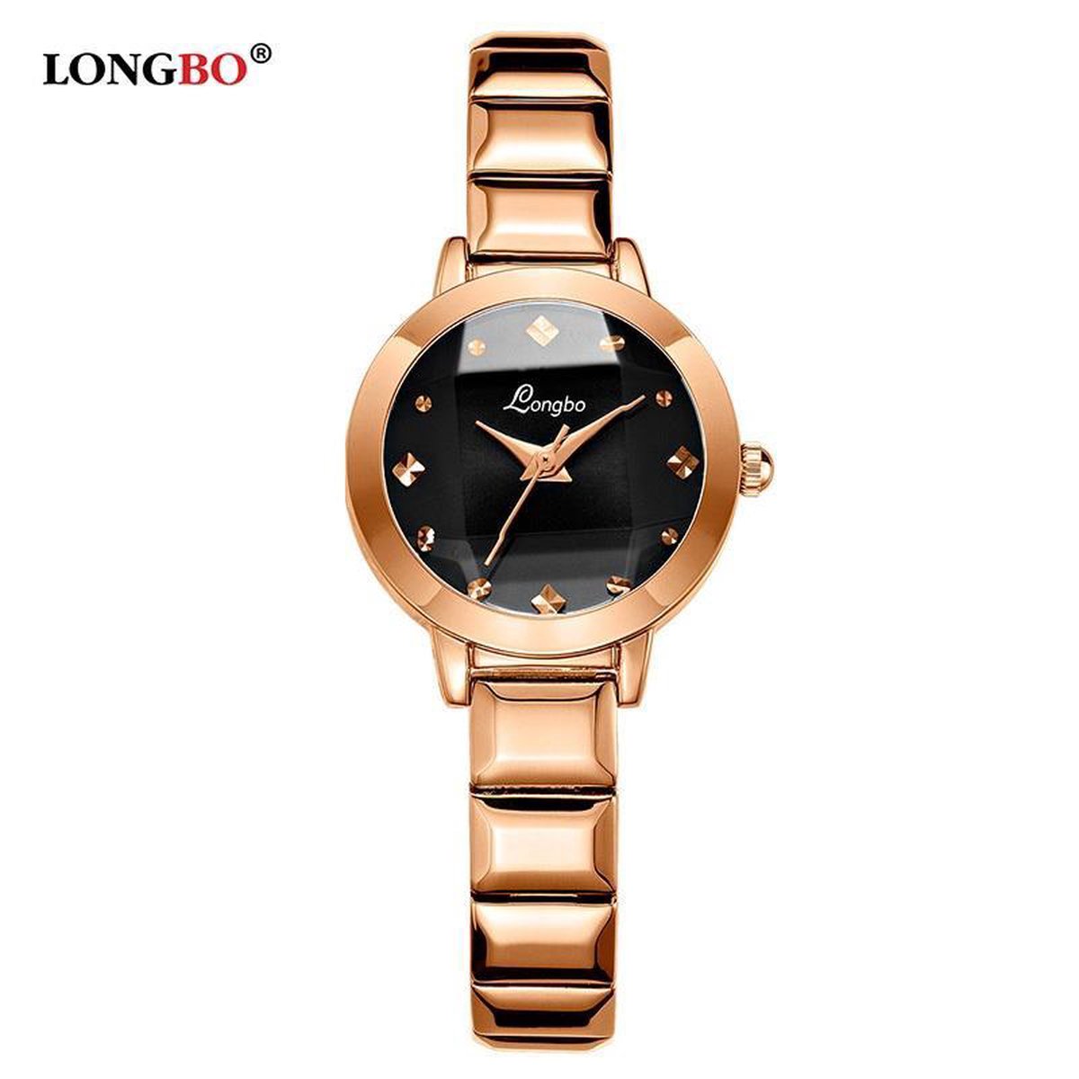 Longbo - Dames Horloge - Rosé/Zwart - 25mm (Productvideo)