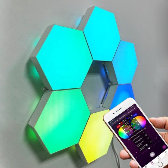 Hexagon - Light Led Panels +music sync - Verlichting- 6 Stuks | Smartphone + afstand... | bol.com