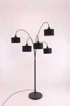 Steinhauer Lima - vloerlamp staande lamp - 5x E27 - zwart goud kappen - incl dimmer - 170cm