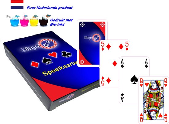 Professionele speelkaarten - Bridge size - Nederlands product - Bio inkt - LET OP: 2 spellen voor € 9,90! - Bingo-doe