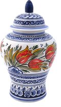 Pul met deksel delfts blauw oranje tulpen polychrome - Ceramics - Collectie M. de Wit