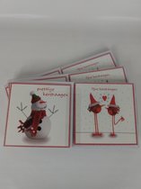 30 Luxe Kerstkaarten en nieuwjaarskaarten met envelop - 2 Motieven - enveloppen- Glitter -  twee vogels lange poten -