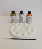 Leerverf – Set 110 Pearlescent voor leer verven – 3 kleuren inclusief mengpalet en RUAN creatief penseel 118ml