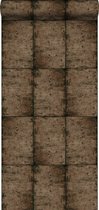 ESTAhome behang zinken platen vergrijsd bruin - 138881 - 53 cm x 10,05 m