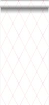 Origin behang wieberruit-motief poederroze en mat wit - 347493 - 53 cm x 10,05 m