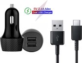 PowerCharge 2.4A Autolader USB Oplader Auto met USB-C Kabel - Sigarettenaansteker Auto Lader Adapter Dubbele USB Poort -Geschikt voor Lenovo K4 / K8 / Lenovo Tab E10/E7/E8/E9/M8/M9/M10/Yoga/P