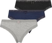 Hunkemöller Dames Lingerie 3-pack slips Mysticism  - Blauw - maat S