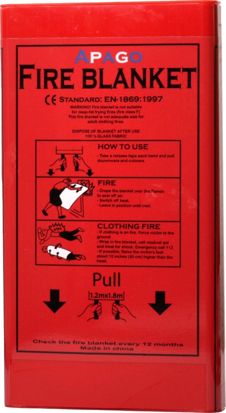 Blusdeken 120X180 EU-norm EN1869 - PVC Hardcover -EN- bescherming kunststof box - Branddeken 1.2cm x 1.8 cm – Fire blanket