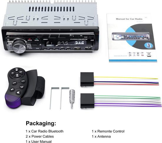 Bluetooth stéréo voiture, Lifelf Bluetooth 65 WX Autoradio 4 FM RDS Radio  appels mains