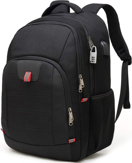 femmes et hommes, avec port de chargement USB, Oxford, 35L noir, sac à dos scolaire, pour sac à dos pour ordinateur portable 15,6 pouces étanche