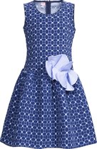 La V  Feestelijke jurk met bloemen aan de taille  Blauw - 128